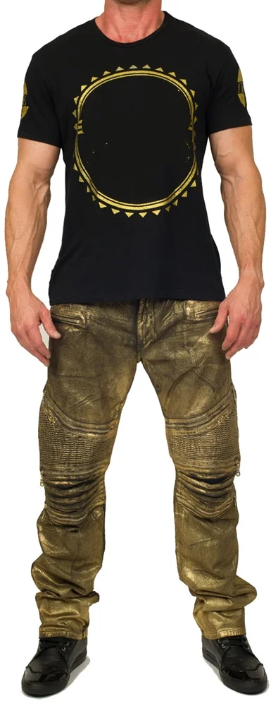 Biker Jean in Decal Gold wash biker jeans men biker jeans