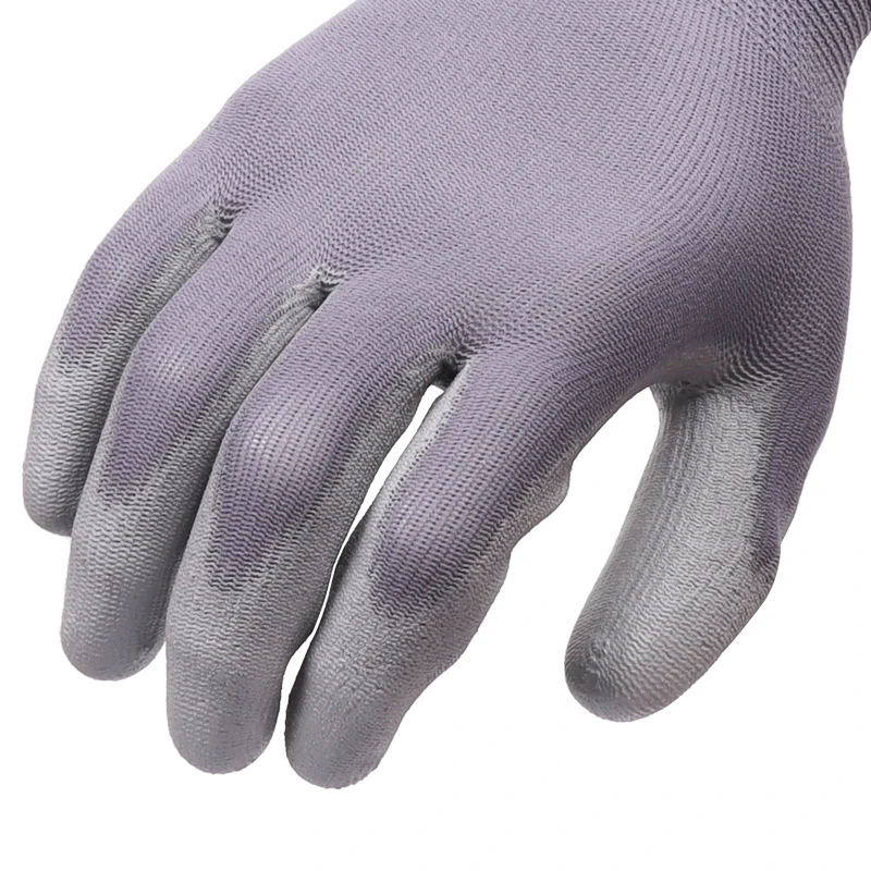 XINGYU Custom Gloves With Logo 13G Polyester  knitted grey pu palm safety gloves PU Coated Hand Work Gloves
