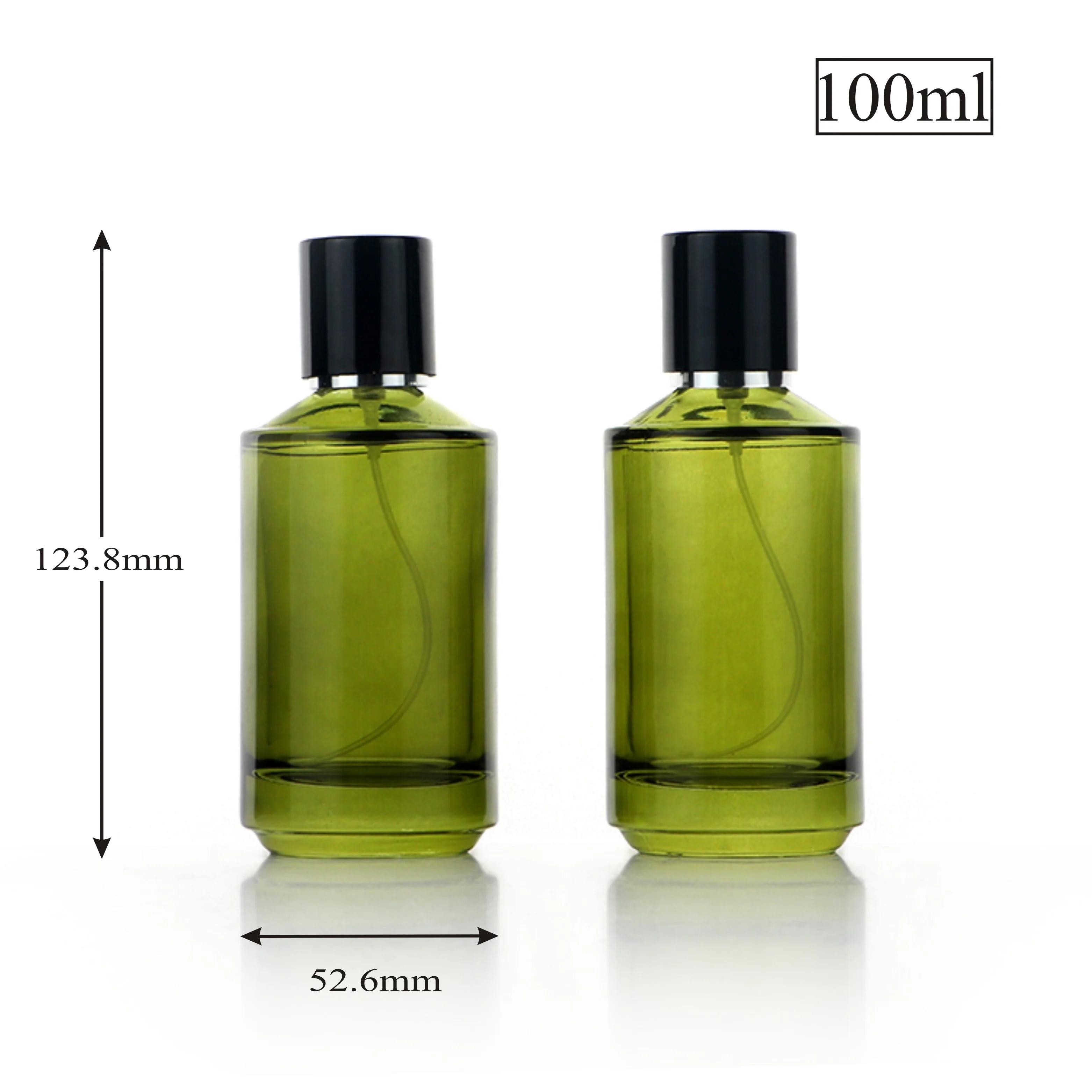 Best Quality Olive Green Perfume Bottles 100ml Drop Shoulder Luxury Perfume Packaging Bottle With Cap
