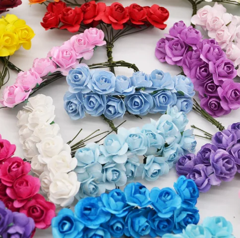 144 Pcs Per Bag Cheap Wholesale Artificial Mini Small Paper Rose Flowers for Box Packaging