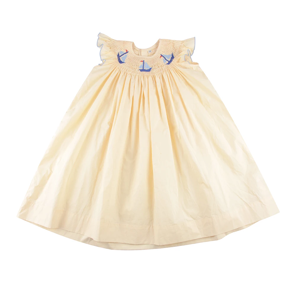 New Arrivals Kids Baby Girls Twirls Smocked Children Clothing Dresses Handmade Fashion Boutique Clothing Kids Smocked Dresses