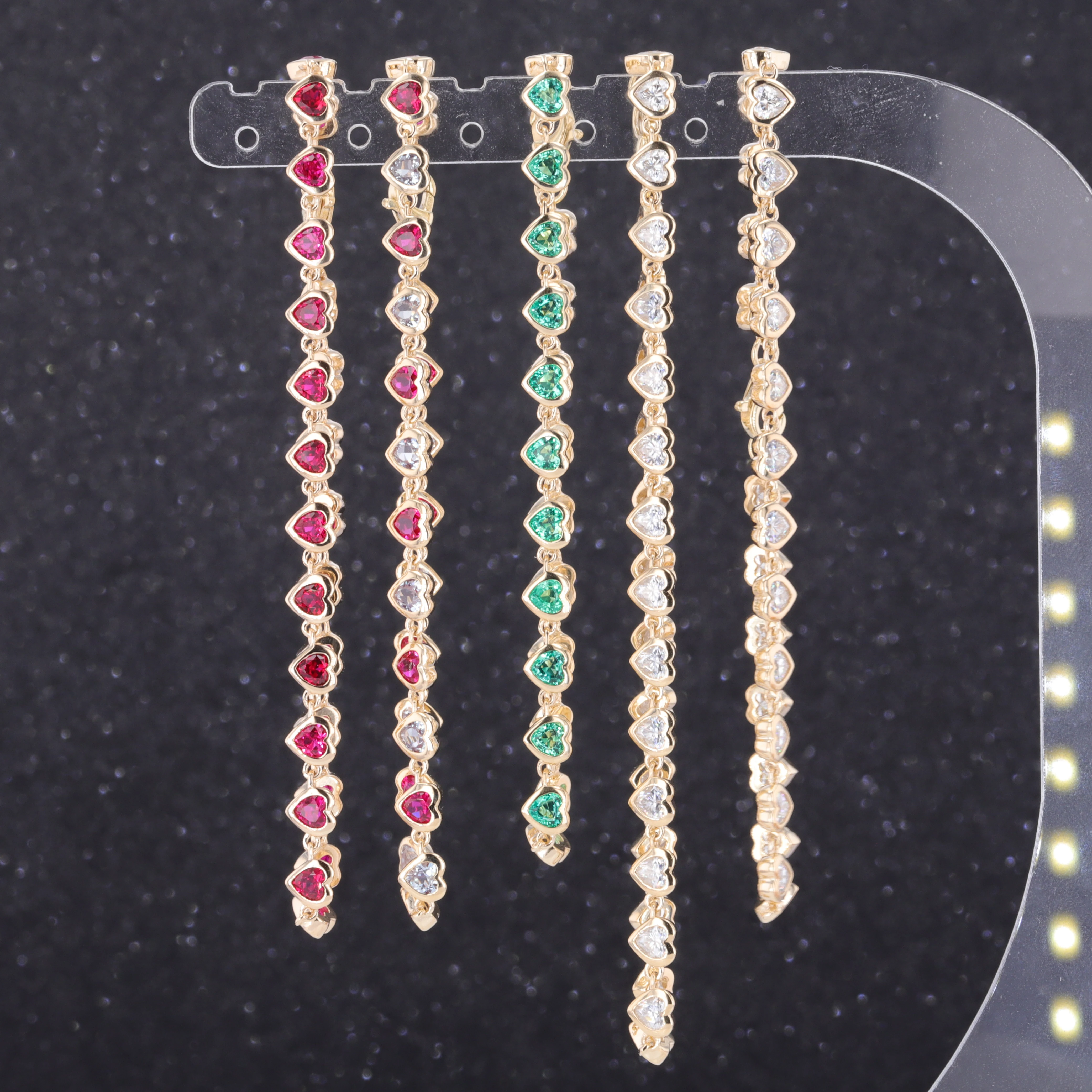 Starsgem S925 9k 10k 14k heart shape bracelet gemstone chain cheap moissanite jewelry