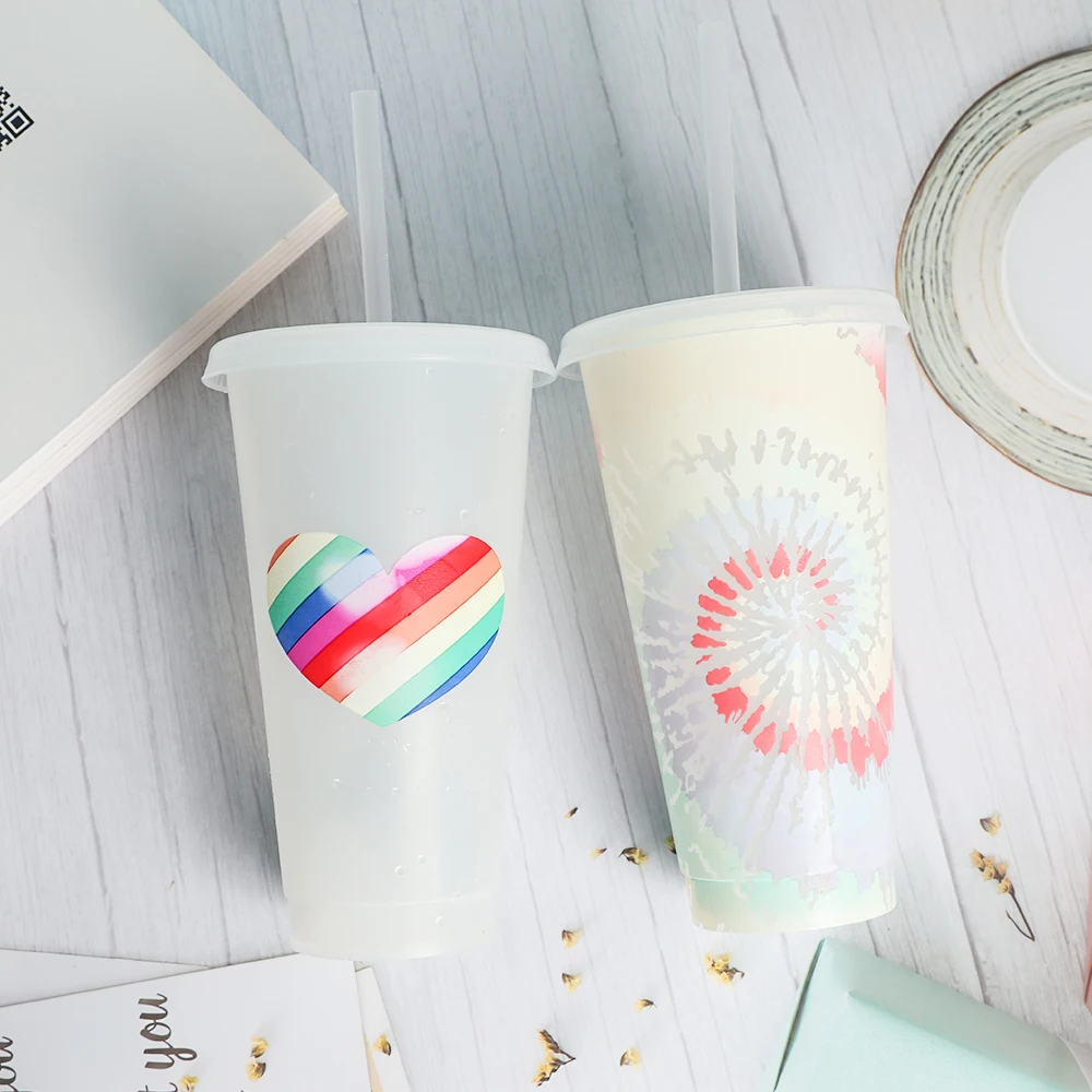 24oz изменение цвета кружка с сублимационной печатью оптовый заказ многоразовый пластиковый стакан