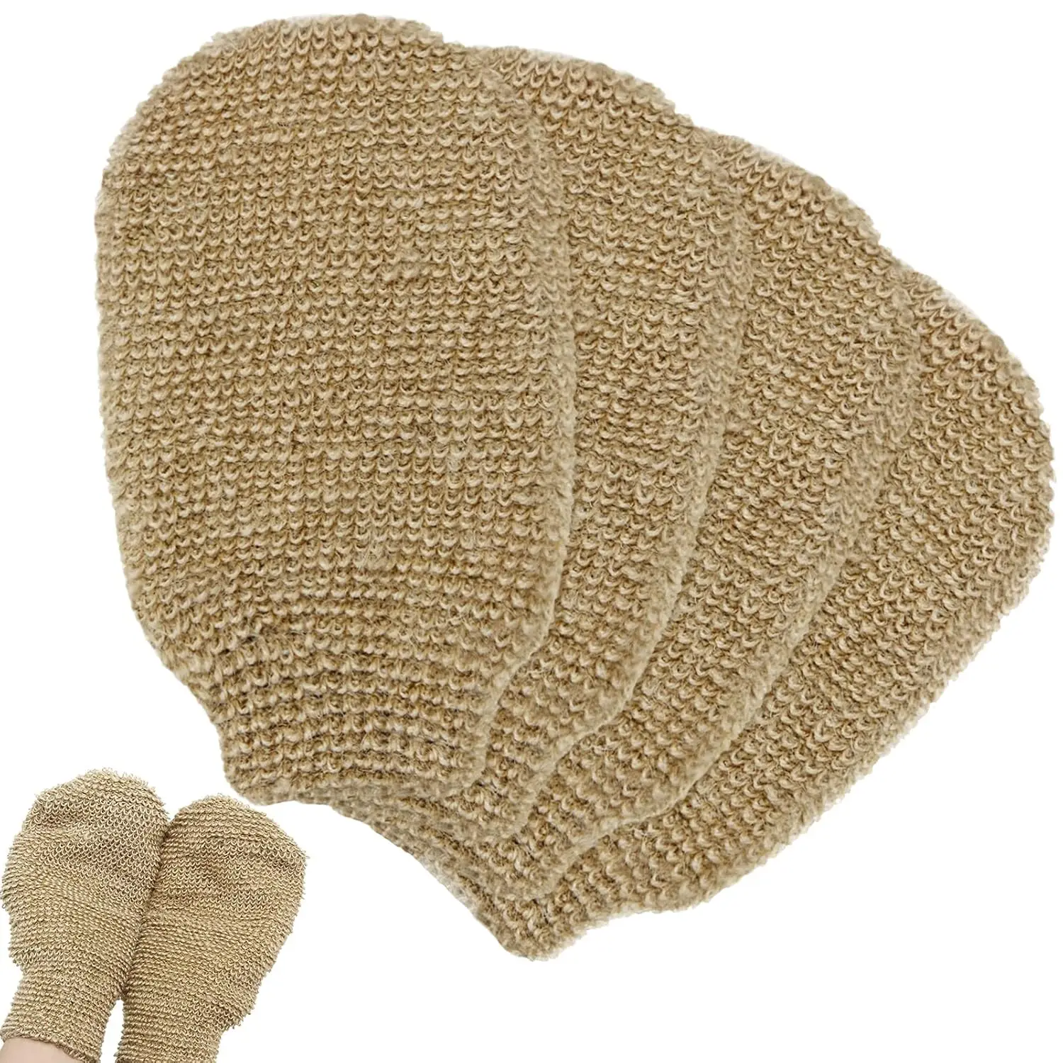 Natural Jute Exfoliating Gloves Eco Friendly Double Sided Hemp Scrub Gloves Remove Dead Skin Bath Gloves
