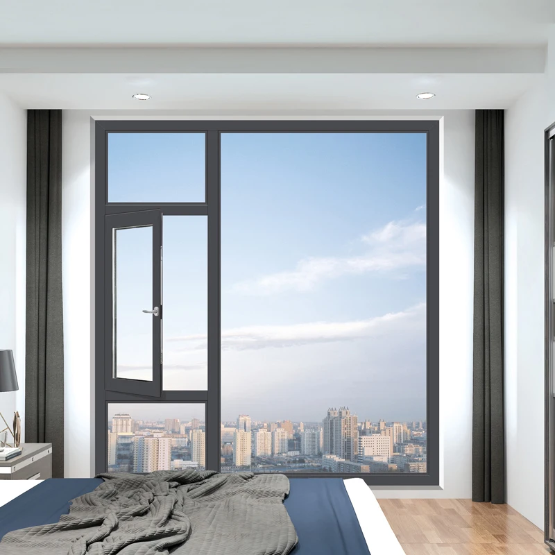 Sound proof aluminum tempered glass windows thermal break laminated glass casement aluminum windows