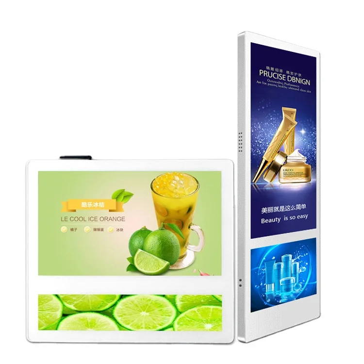18.5 Inch wall mounted elevator advertiser CMS control digital signage split screen Android wifi Network display