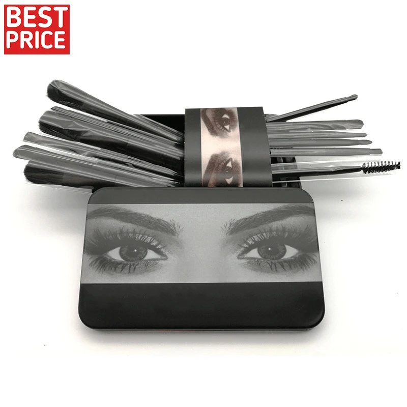Cute Free Sample 12Pcs Make Up Brush Set Custom Makeup Brush With Metal Box High Quality Vegan Makeup Brush Set Wholesale