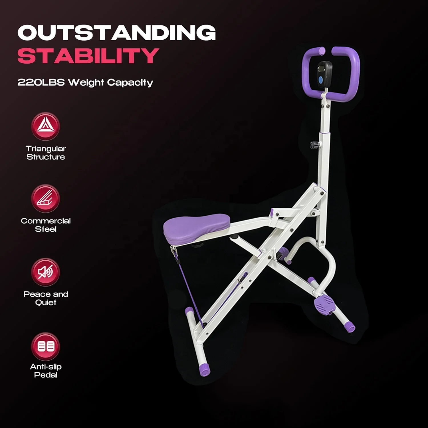 Health & Fitness Total Crunch Row-N-Ride Squat Assist Trainer for Glutes & Whole Body Cardio Workout with Adjustable Resistance