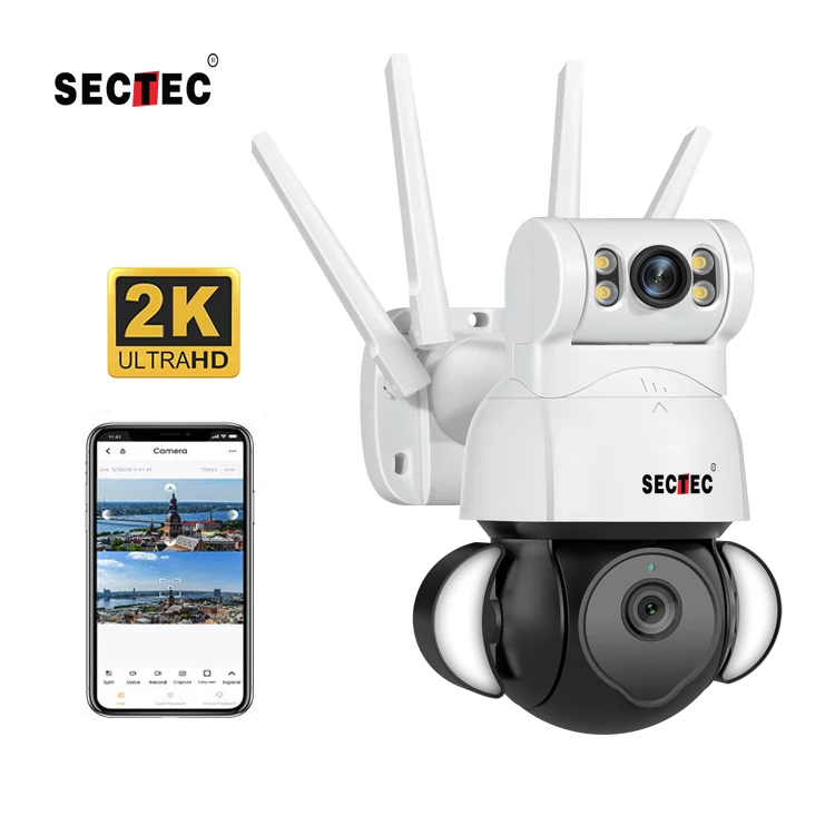 SECTEC 4MP Wifi Camera Wireless Wired Network IP 65 Outdoor Use Waterproof IR Cut White Color Night Vision Camera