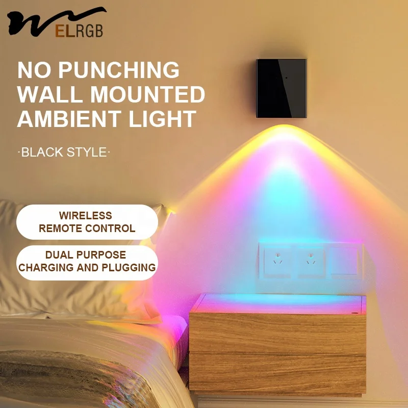 Modern Bedroom Atmosphere Lamp Nightlight LED 3600 mA Battery Charging Wall-mounted Bedside Sunset Room Lamp