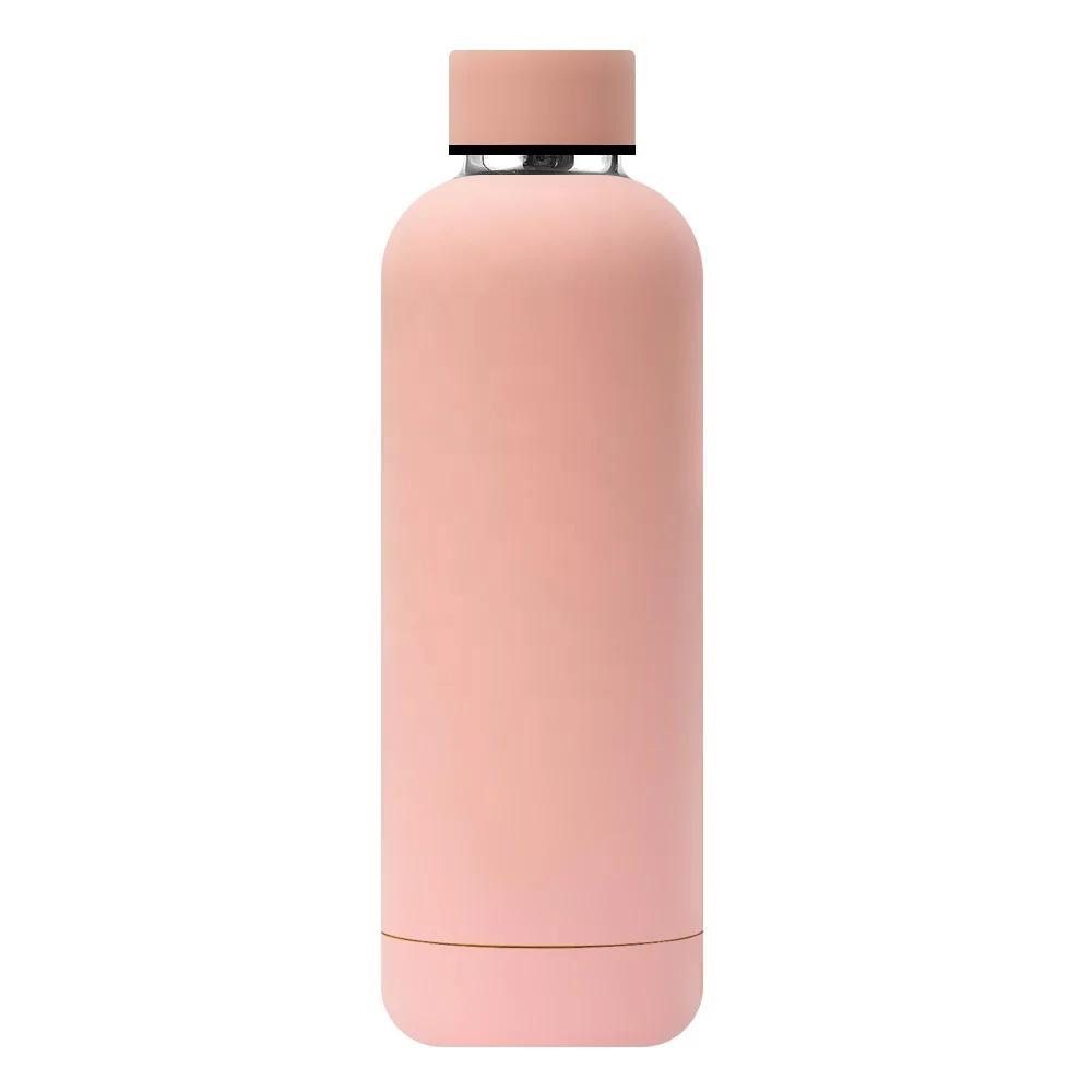 Custom logo rubber paint double wall stainless steel vacuum flask water bottle 750ml