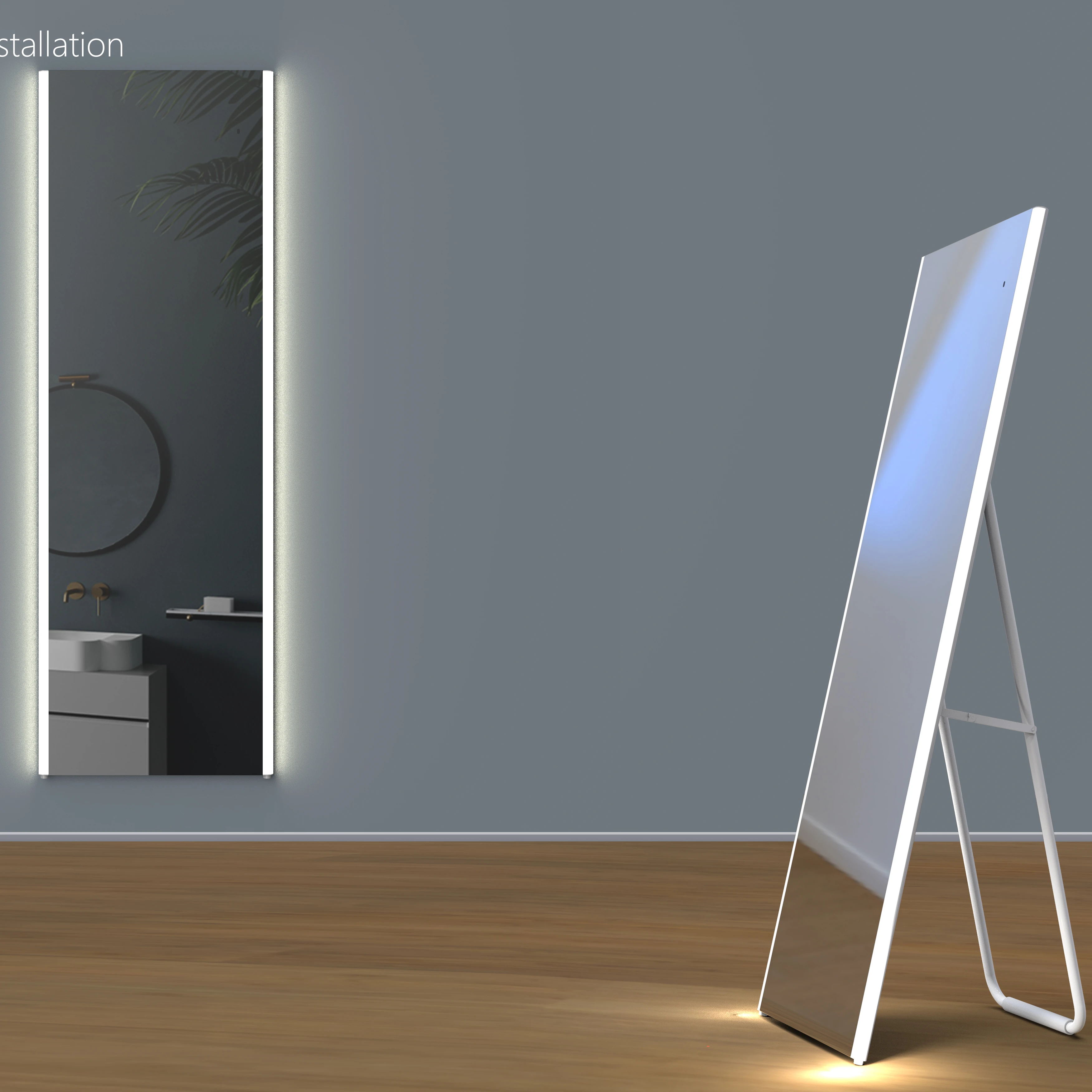 
Decorative two kinds of power supply options modern smart led backlit dressing room mirror 
