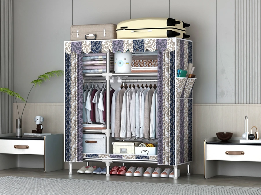 Special Hot Selling Portable Closets Simple Bedroom Iron Cloth Storage Closet Modern Metal Wardrobe For Hanging Clothes