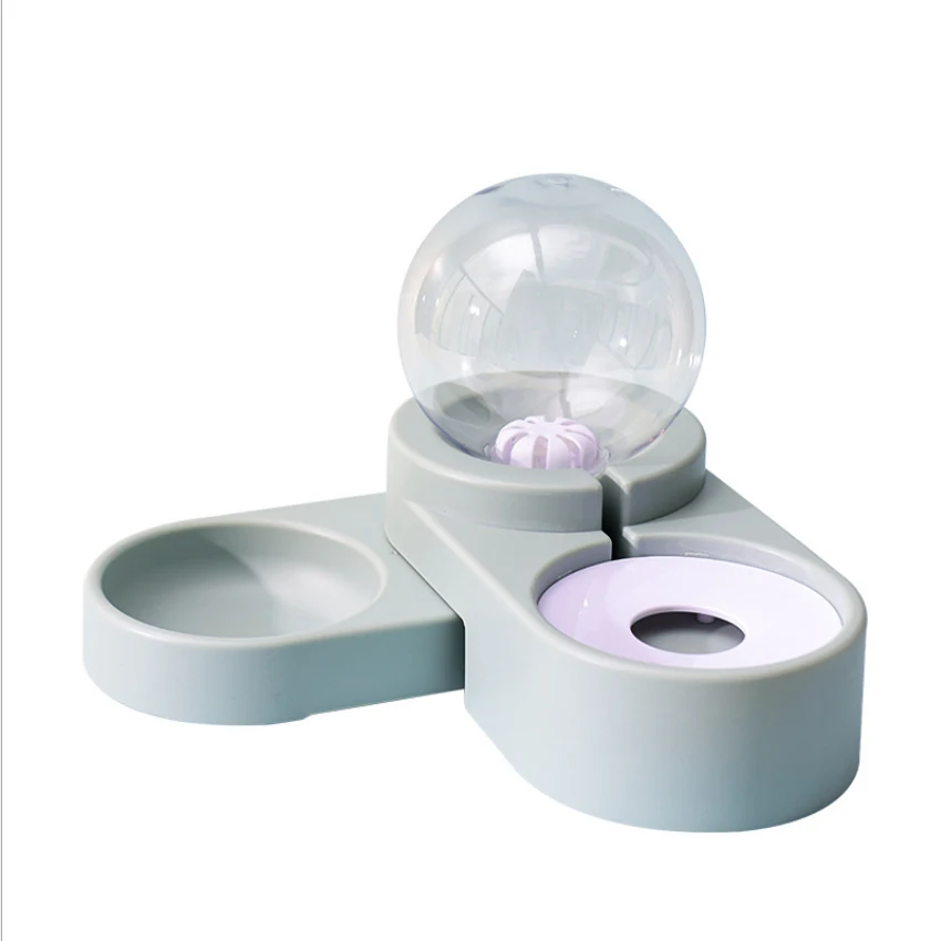 
Fresh And Durable Solid Color Pet Bowl Dog Double Bowl Automatic Transparent Water Feeder 