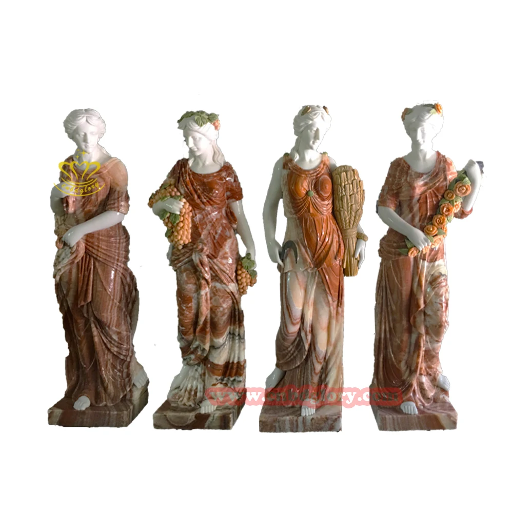 Outdoor garden Street Landscape Design Luxury Stone art Sculpture Marble Four Seasons Goddess Statues