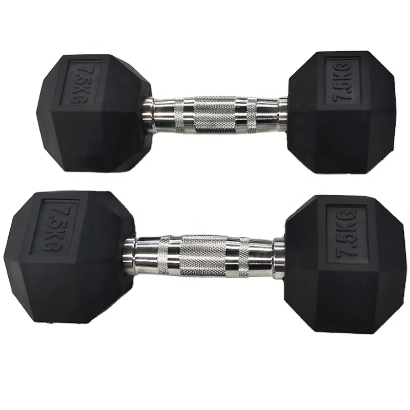 Rubber Coated Hex Dumbbells Factory Big Sales Product LB Size and  KG Size Available
