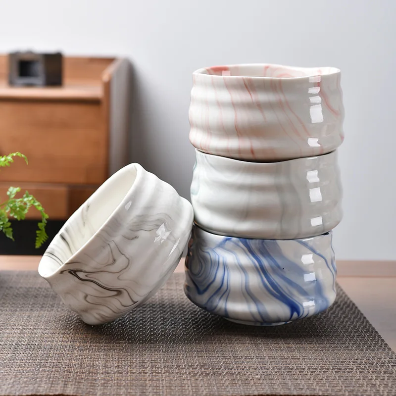 Japanese Handcrafted Textured Tea Set Accessory Clear Ceramic Chawan Tea Mixing Bowl Matcha Bowls For Matcha Tea