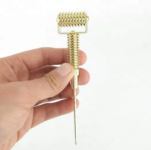 Derma roller beauty use metal spring  roller stick facial reflexology acupuncture point face probe needle massager