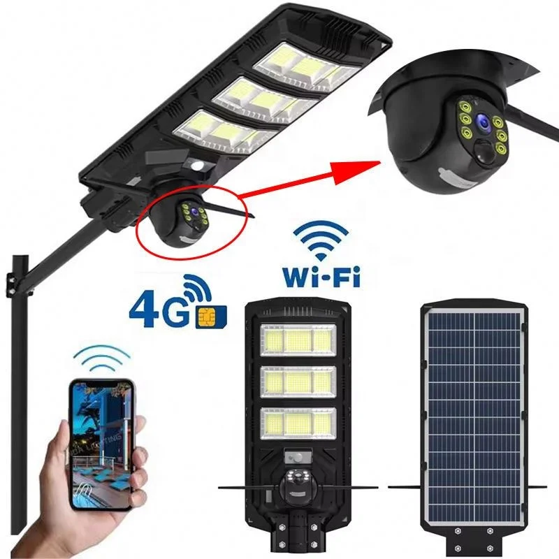 Shingel 4MP 24W Solar Panel Powered Wireless CCTV  Cameras 300W WiFi Outdoor Security 4G Sim Card Solar Street Light Camera