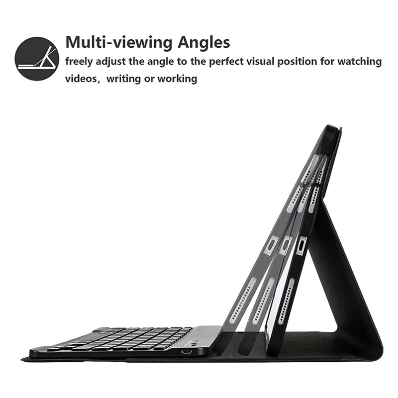 Leather PU Keyboard Case for iPad 9.7 10.2 Wireless BT Tablet Keyboard with Pen Holder Waterproof