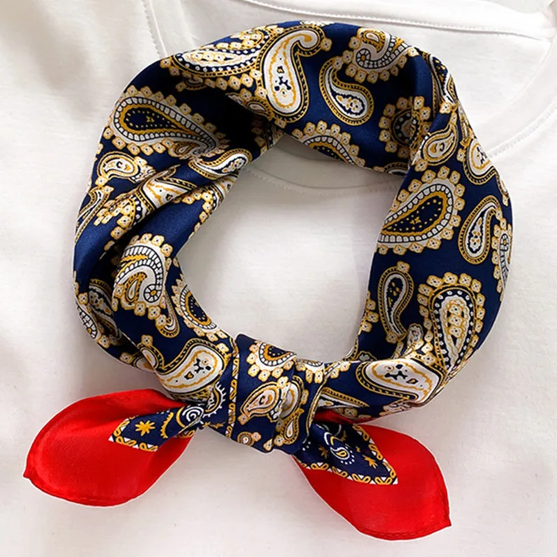 Wholesa Real 100% Silk Scarf 53cm*53cm Small Scarf for Ladies Foulard Custom Design Bandana Cashwer Print Square Neck Scarf