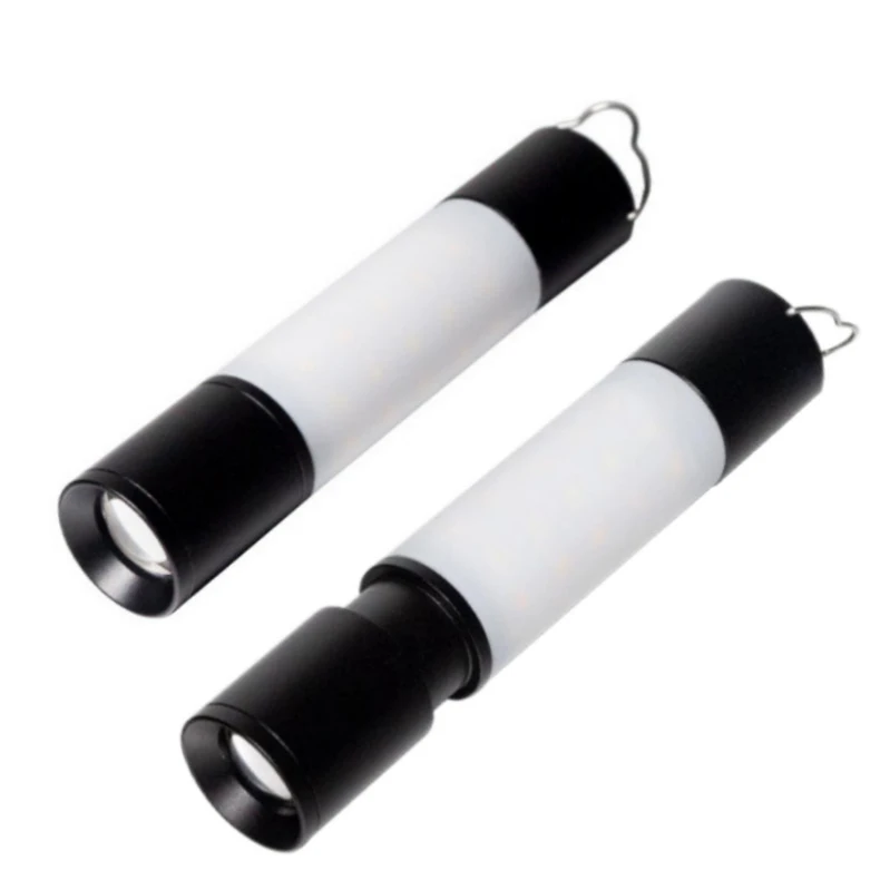Outdoors Multi-function LED Zoom Flashlight Emergency Light Type-C Rechargeable Camping Lamps
