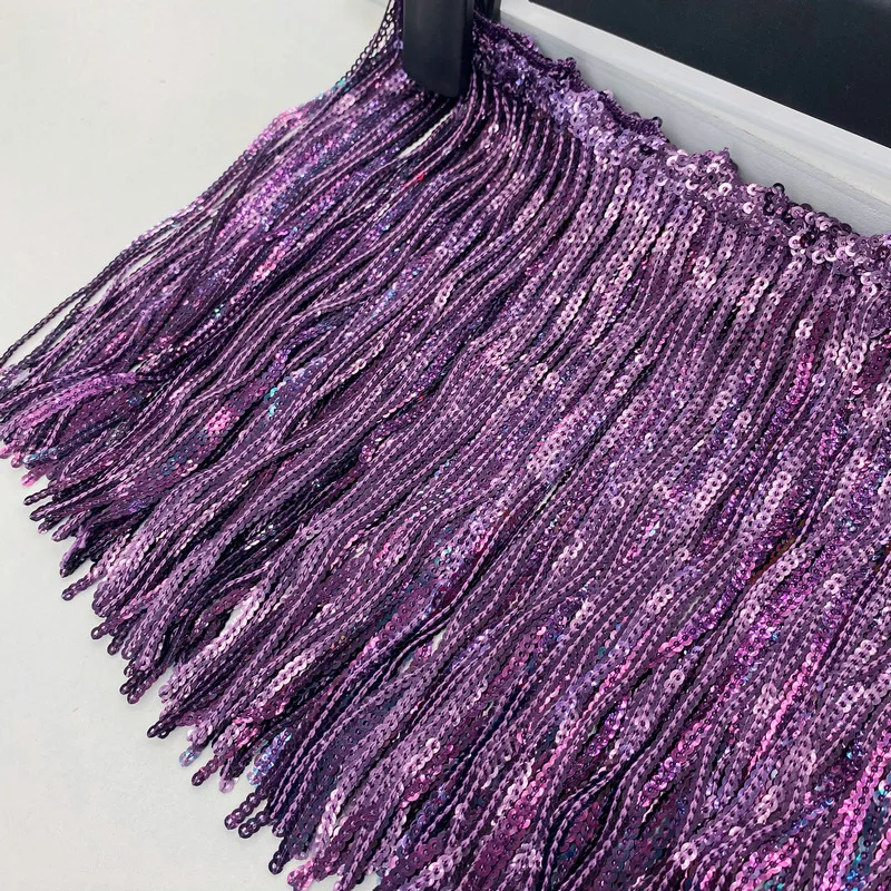 17cm Custom Sequin Tassel Decorative Fringe Trim Metallic Tinsel Sequin Fringe Tassels Beaded Fringe