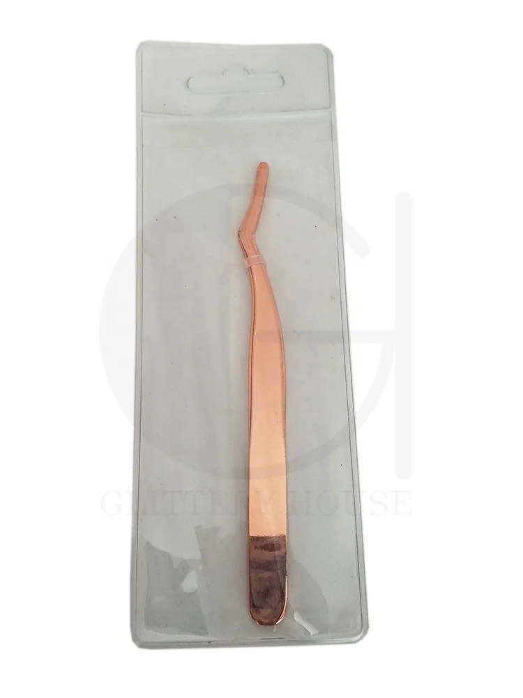 eyelash applicator long clip rose gold strip eyelash tweezer private label false eyelash tweezer makeup tools lash tweezers