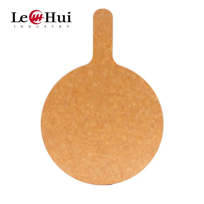 High quality recycle wooden pizza tray round 10inch pizza slice tray with handle pizza serving tray cutting board