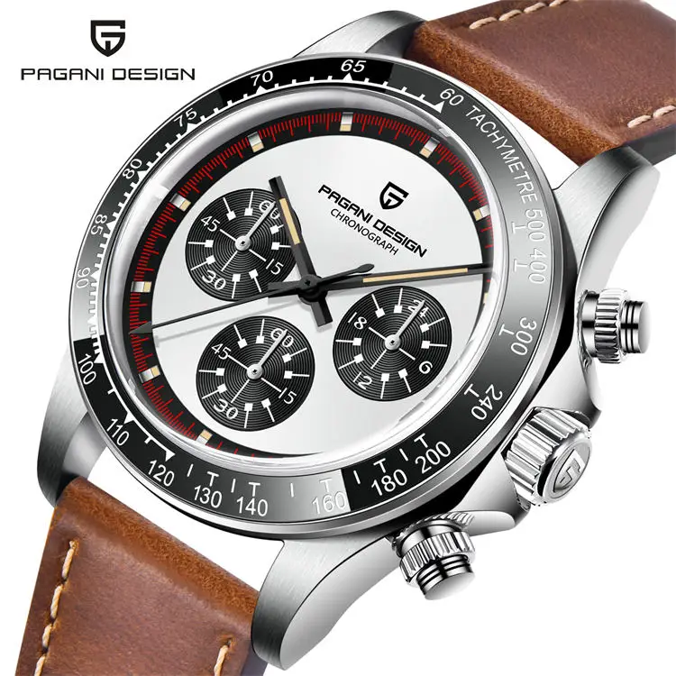 Pagani design 1676 luxury silver men quartz  watch high quality  stainless steel strap water resistant business wristwatch