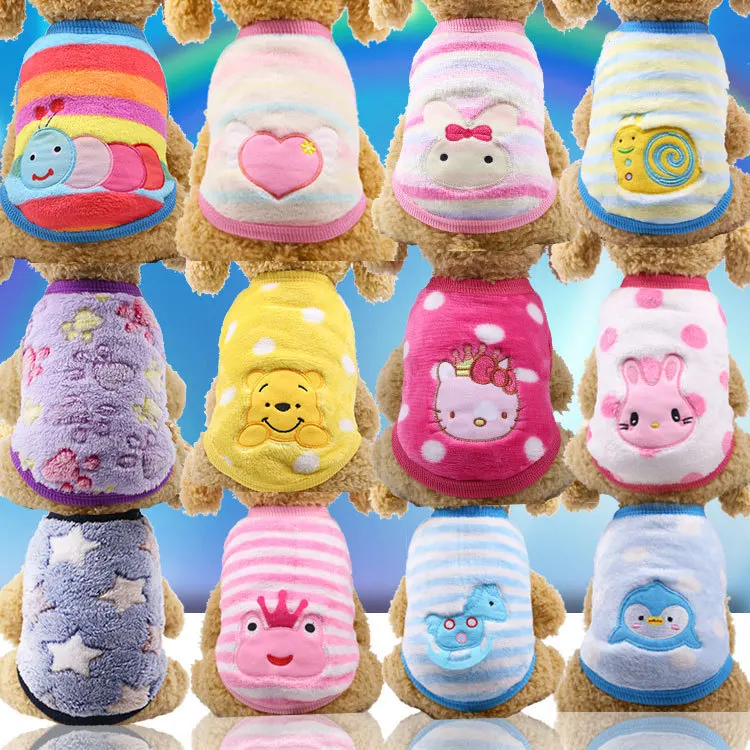 Best selling multicolor optional flannel warm cartoon series embroidery pet dog cat clothes