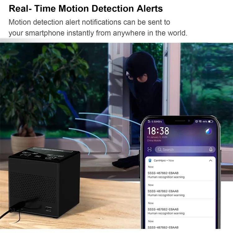 
1080P Full HD 30FPS Invisible Camera Inside Clock WiFi Hidden Spy Camera with Music Player Speaker FM Radio 