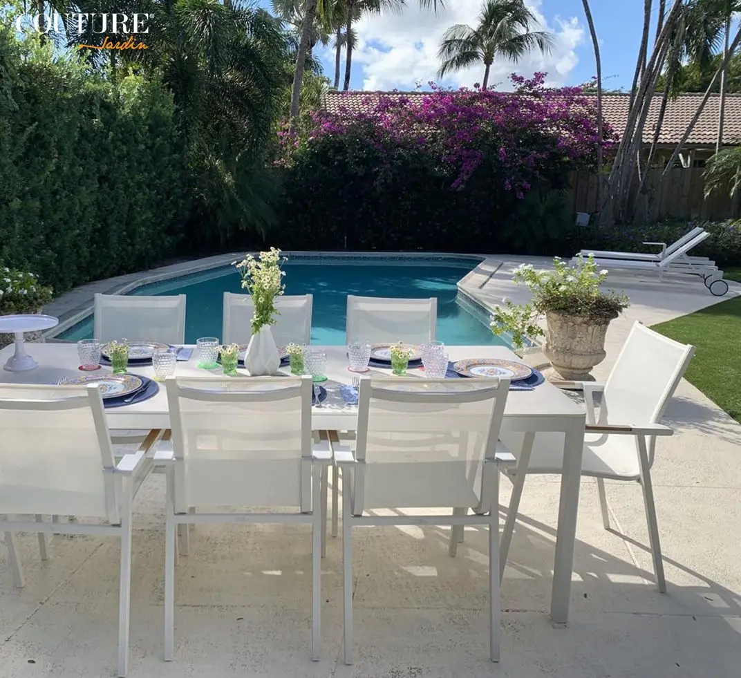 Couture Jardin hotel rope furniture outdoor dining set garden dining chair and table Dining Tables And Chairs Set