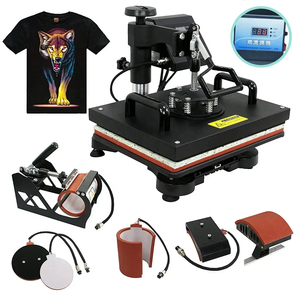USA Warehouse Fast Delivery 5 In 1 Combo Printing Machines for T-shirt Phone Case Taza Sports Jersey Printing