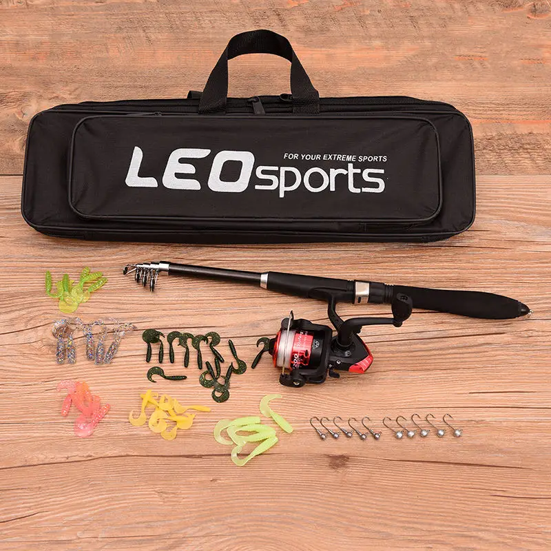 1.3m 1.6m wholesale Heavy Fiber Telescopic Spinning Fishing Rod And Reel Combo Full Set