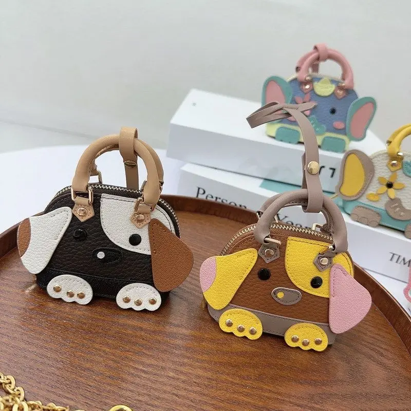 New cute mini handbag coin purse ornaments animal bag purse pendant key holder luxury designer leather bag charms