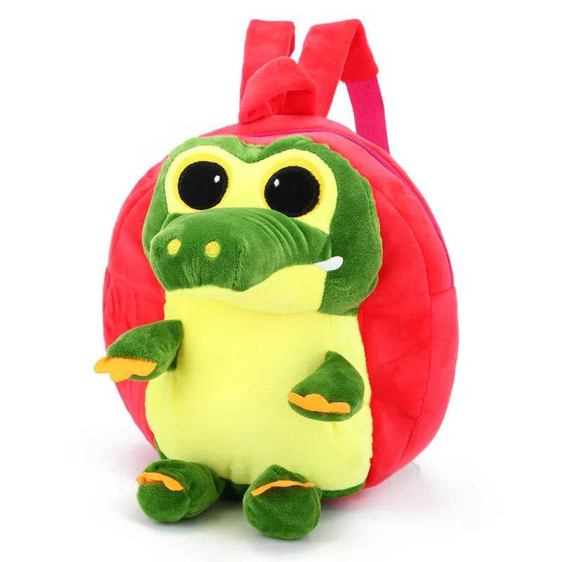 2022 winter soft polyester lightweight plush crocodile cheap children kids backpack school bags for boys