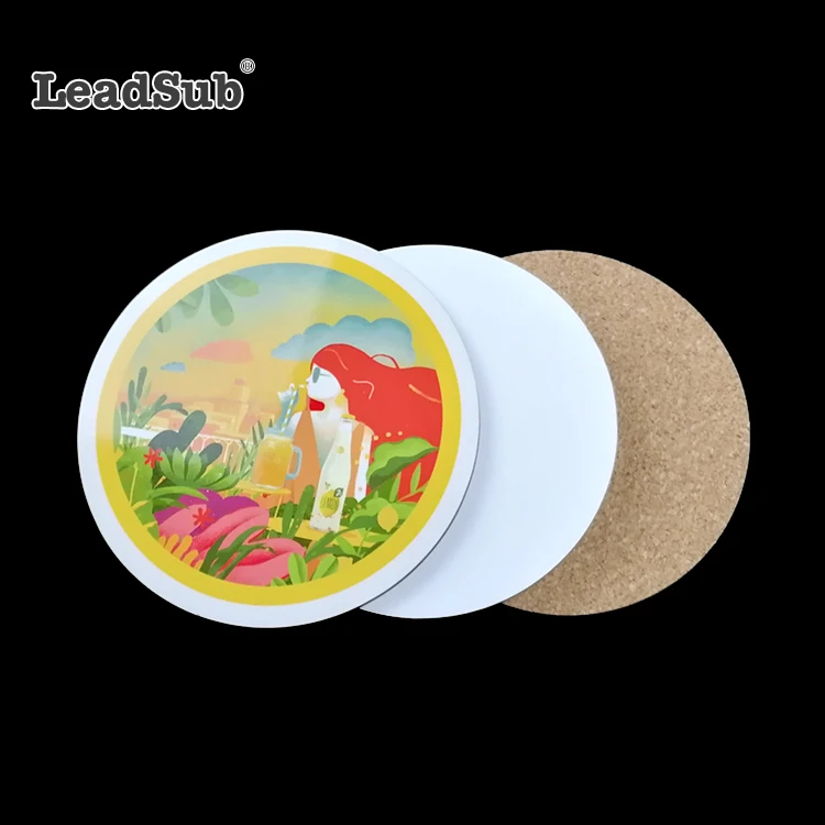 Eco-friendly Mat Pad Customized Printing Beer Cork Diatomite Silicone Mdf 3d Board Cup Leather sublimation Coasters blanks