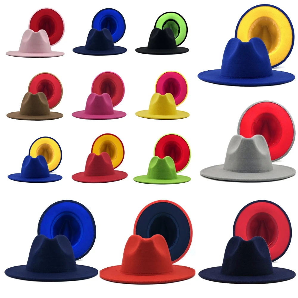 
Fedora Hats Party Music Festival Fashion Two Tone Color Fedora Hats 