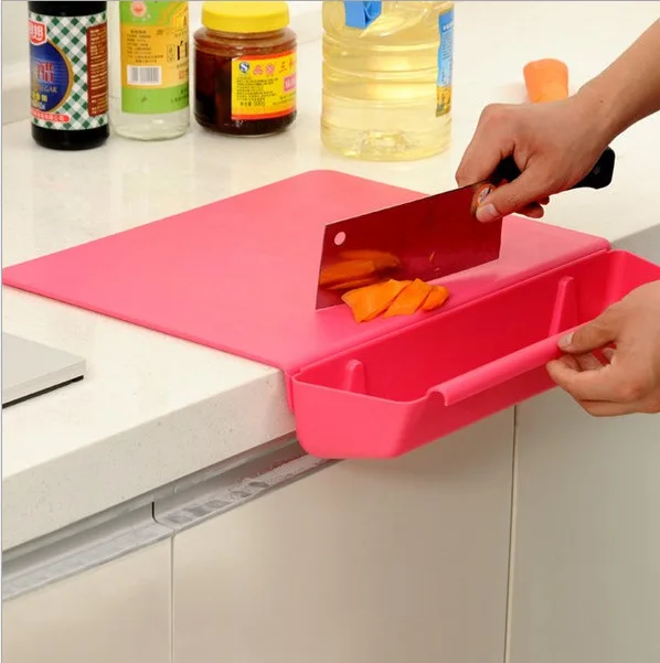 Home Kitchen Creativity Two-in-One Storage Basket  Cutting board Plastic Splittable Chopping Board with Vegetable Trough storage