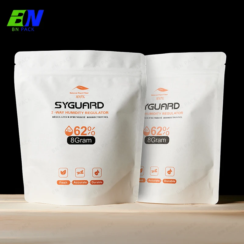 Eco Friendly Corn Starch Based Zip Lock Paper Packaging Compostable Biodegradable Pla Lined White Kraft Paper Stand Up Bag