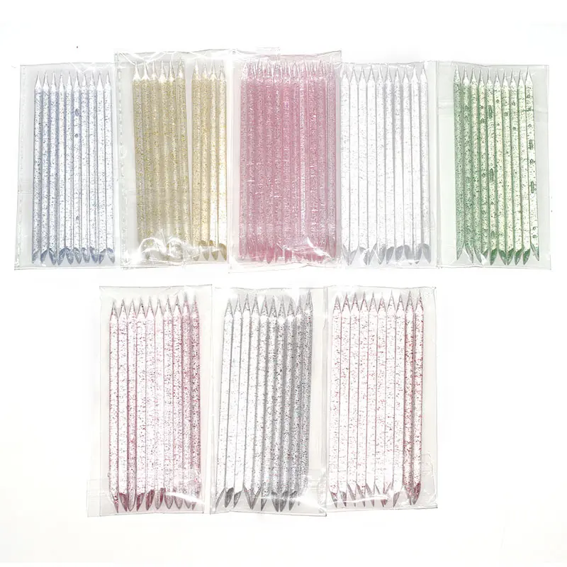 Wholesaler plastic nail manicure sticks cuticle pusher removal double sided crystal cuticle pusher