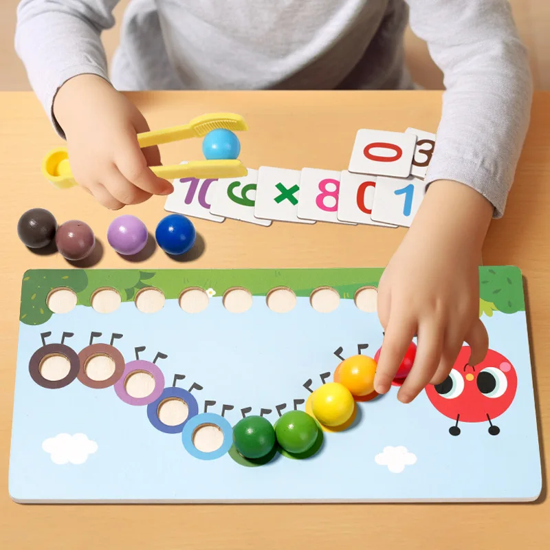 Caterpillar Arithmetic Bead Set 3D Color Focus Training Parent-Child Interactive Early Education Toy Girls CPC Certified