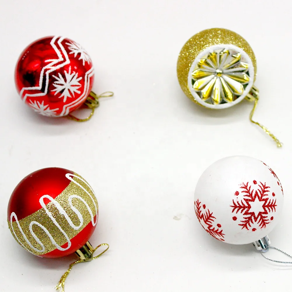 New Arrive Hand-Painted 6cm Christmas Ball Set Decoration Home Special-Shaped Plastic Small Christmas Tree Pendant