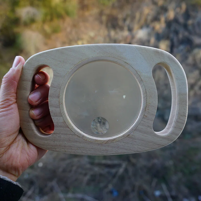 wooden Montessori toy wood glitter building blocks Wooden magnifying glass for kids