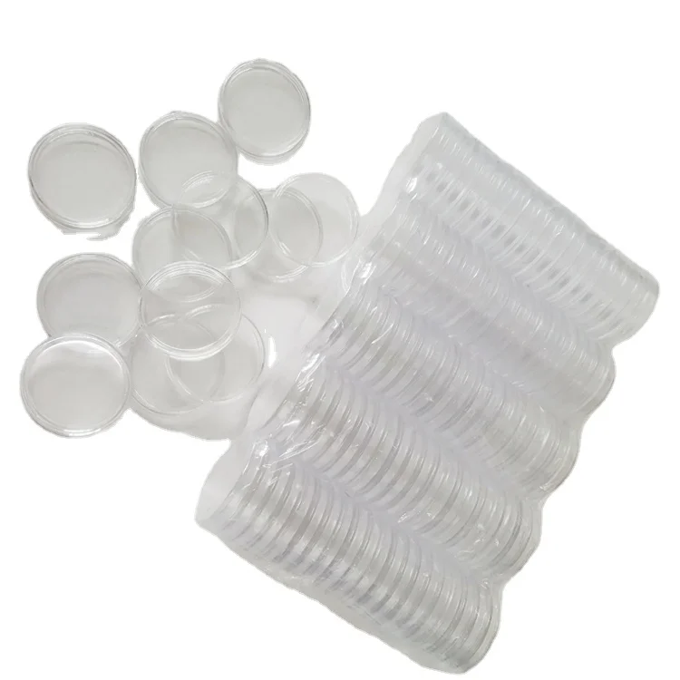 Factory wholesale transparent holder plastic coin capsule 30mm sealed coin acceptor