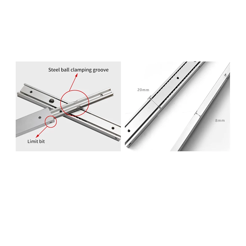 Truslide Drawer Slides Rails 20mm two sections aluminum Ball Bearing Slide Drawer