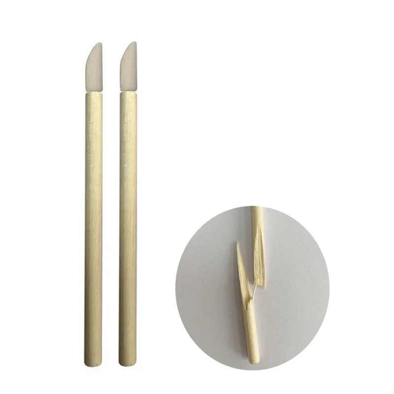 Eco-friendly Wooden Handle Disposable Lip Gloss Wand with Lint-free Applicator 25 Counts in Skylight Kraft Paper Envelope