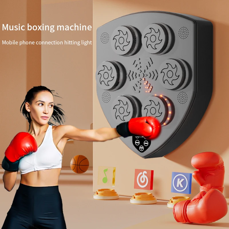 Home Fitness Music Boxing Target for Adults Sports Stress Relief Lighted Smart Music Boxing Training Machine