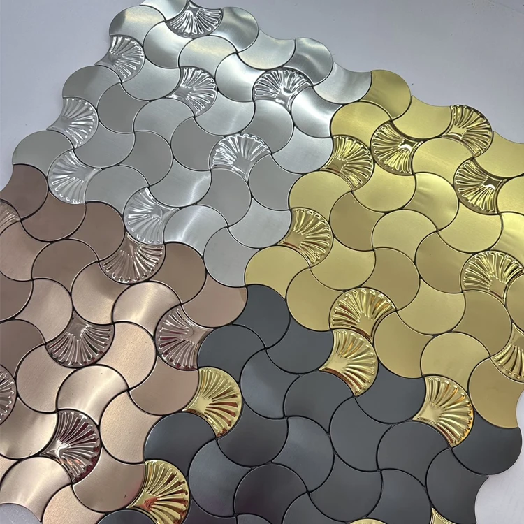 SANIPRO Modern Luxury Premium Multicolor Special Shaped Wall Decor Brick Stainless Steel Decorative Mosaic Tile